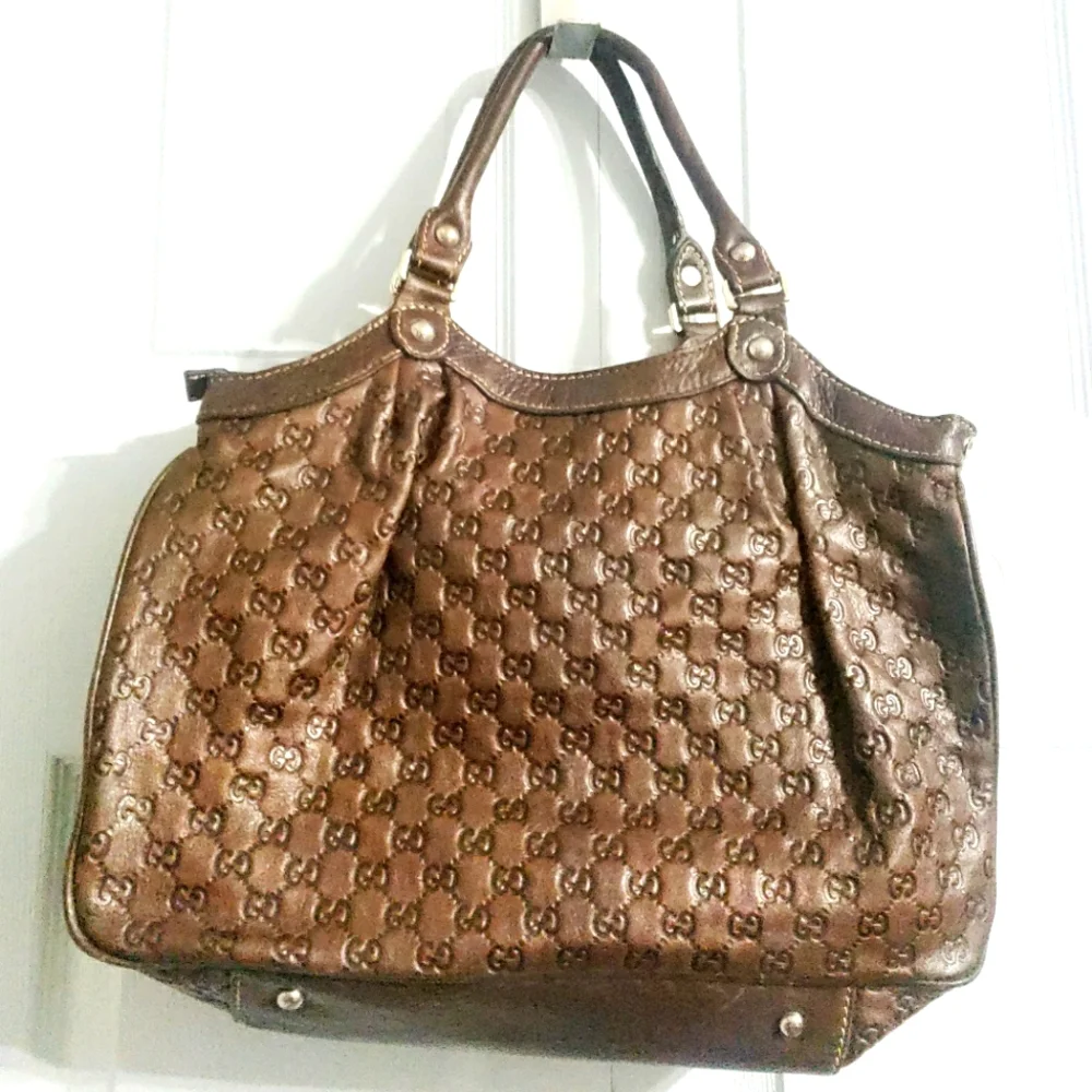 Gucci Vintage leather tote large shoulder Bag - Picture 2 of 12